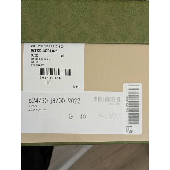 Gucci Logo Embossed Mid-heel Rubber Sandals Mystic White 624730 EU40 - Picture 10 of 11